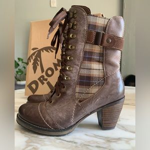 Dromedaris Ghita Brown Leather / Plaid Boot